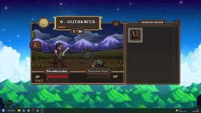 Lootborne gameplay: the hero fighting a sewer rat in the first stages of the Outskirts sector
