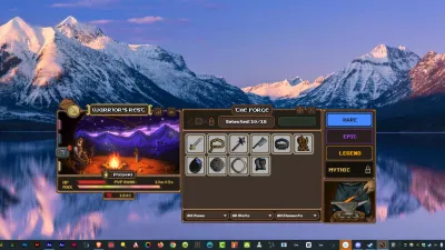 Official Lootborne screenshot of the forge panel with item selection, rarity buttons and slot filters