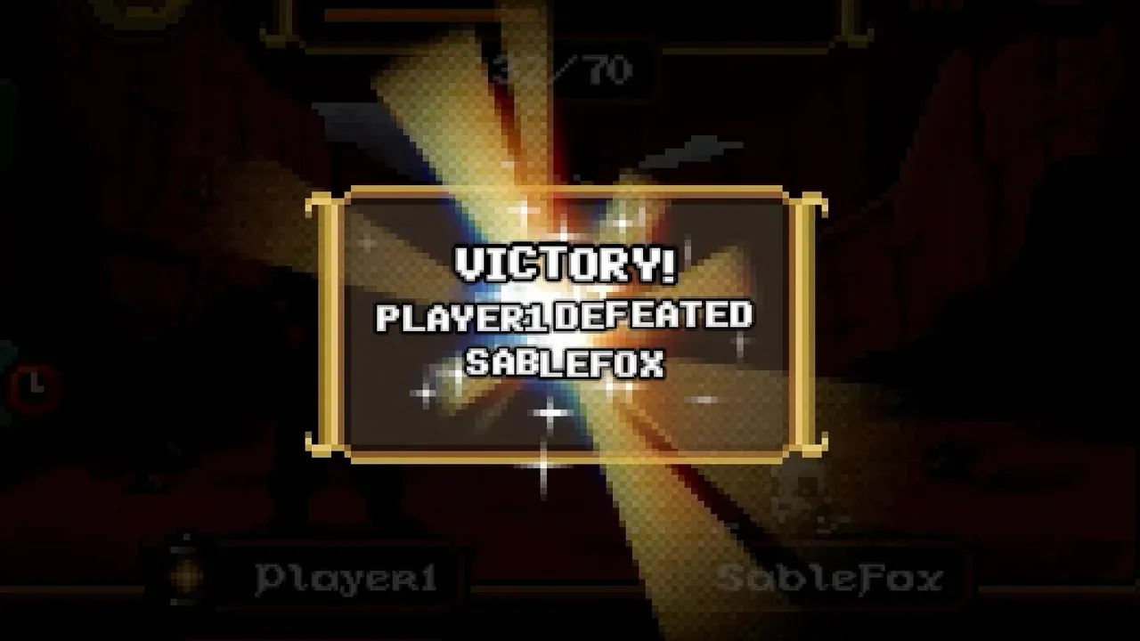 Official Lootborne trailer frame showing an asynchronous PvP duel with two player names on screen