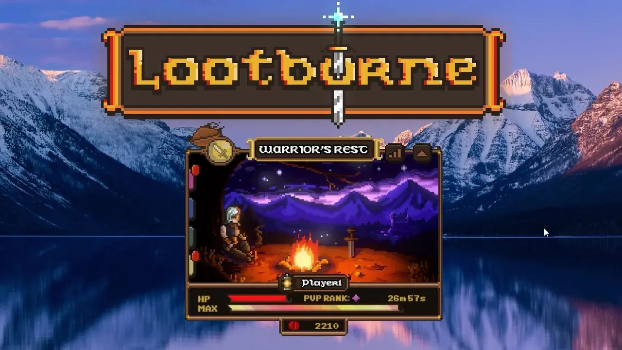 Official Lootborne trailer frame showing the Steam Community Market item listing screen